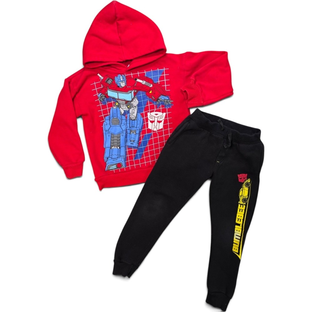 Transformers Optimus Prime Hoodie Bumblebee Joggers Boys 5T 2 Piece Lot